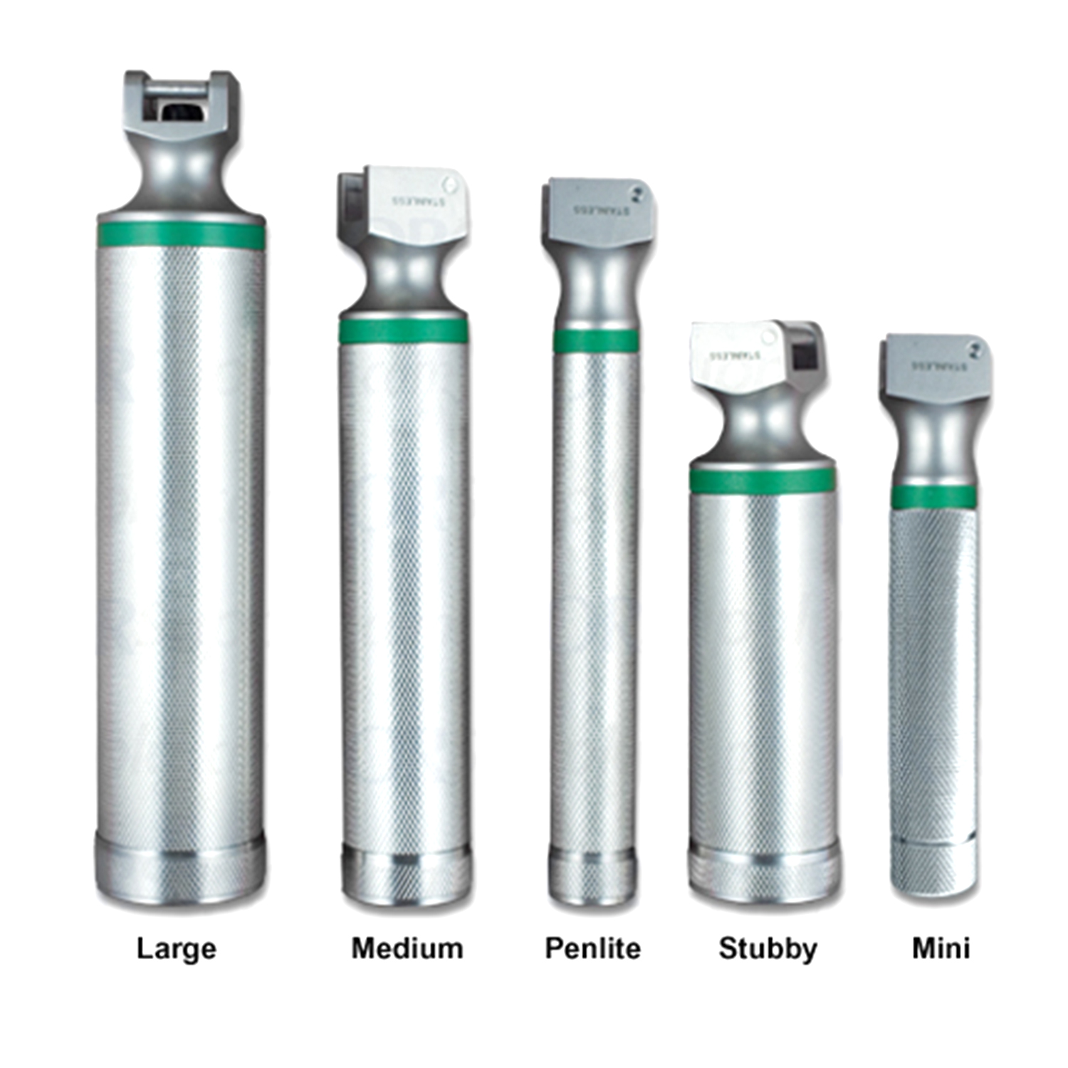 Sun-Med Stainless Steel Greenline Fiber Optic Laryngoscope Handles